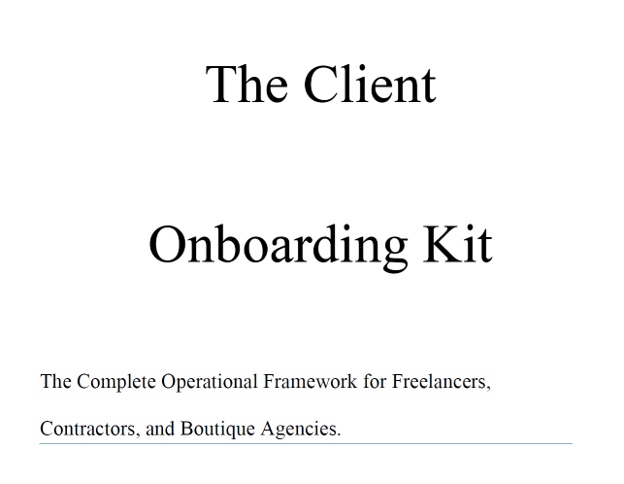 The Freelancer Client Onboarding Kit | Operations Series Vol. 01